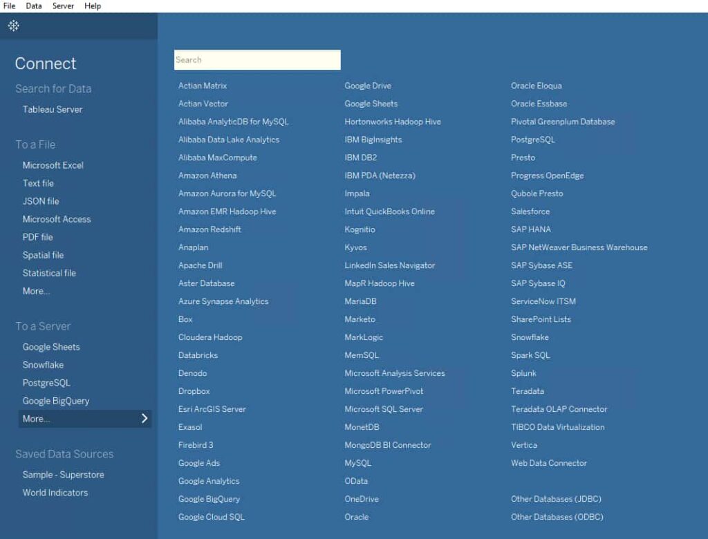 tableau integration to different databases